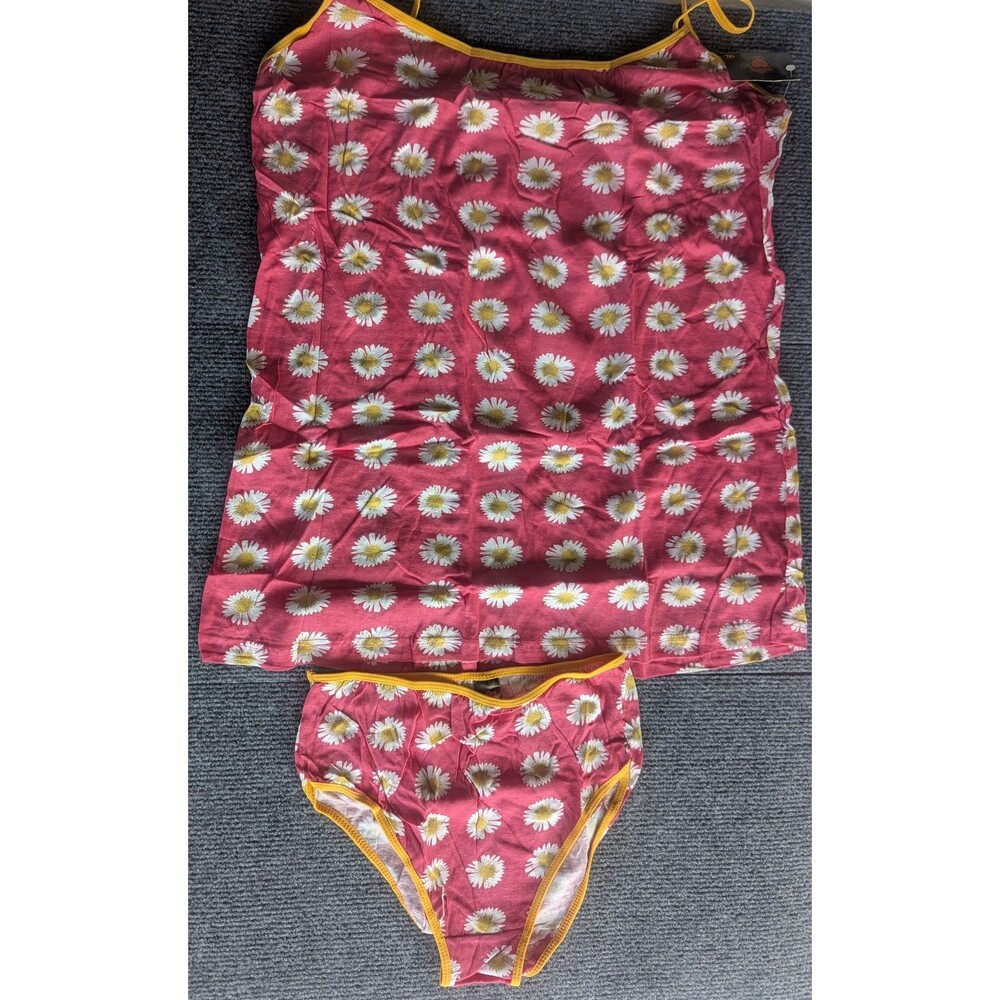 Dangerous Duds Women's 1XL Pink Daisy Print Cami Tank & Panty Set NWT